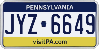 PA license plate JYZ6649