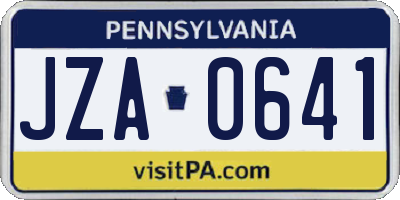 PA license plate JZA0641