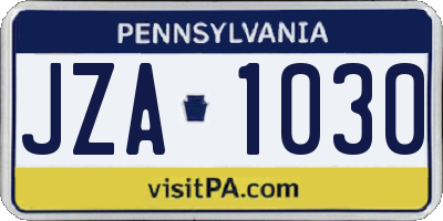 PA license plate JZA1030