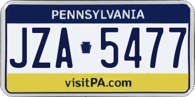 PA license plate JZA5477