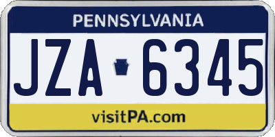 PA license plate JZA6345