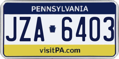 PA license plate JZA6403