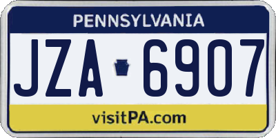 PA license plate JZA6907