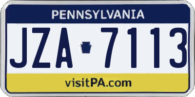 PA license plate JZA7113