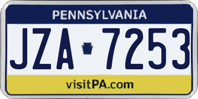 PA license plate JZA7253