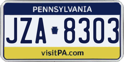 PA license plate JZA8303