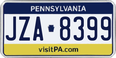 PA license plate JZA8399