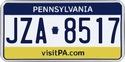PA license plate JZA8517