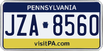 PA license plate JZA8560