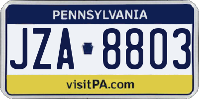 PA license plate JZA8803