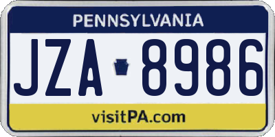 PA license plate JZA8986