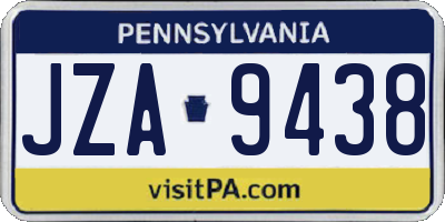 PA license plate JZA9438