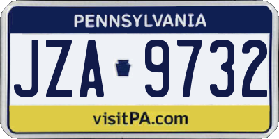 PA license plate JZA9732