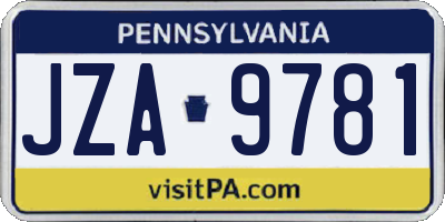 PA license plate JZA9781