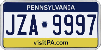 PA license plate JZA9997