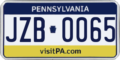 PA license plate JZB0065