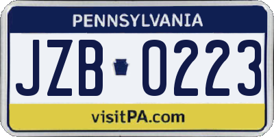 PA license plate JZB0223