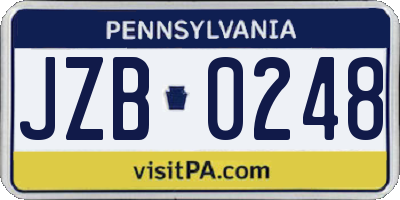 PA license plate JZB0248