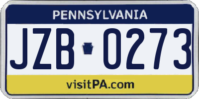PA license plate JZB0273