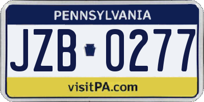 PA license plate JZB0277