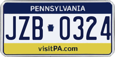 PA license plate JZB0324
