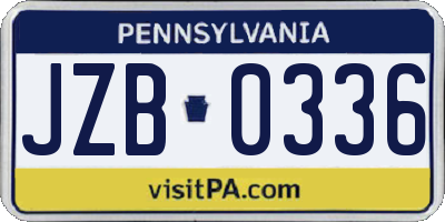 PA license plate JZB0336