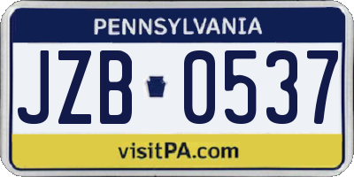 PA license plate JZB0537