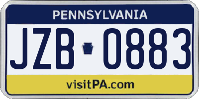 PA license plate JZB0883