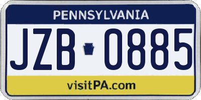 PA license plate JZB0885