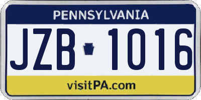 PA license plate JZB1016