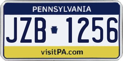 PA license plate JZB1256