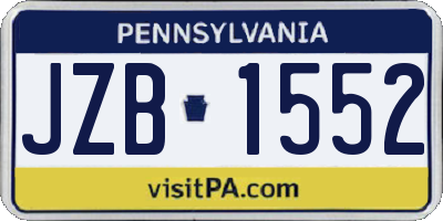 PA license plate JZB1552
