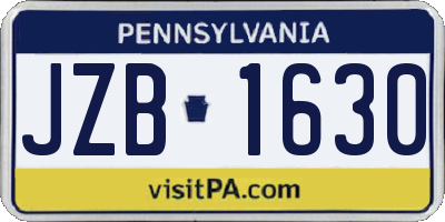 PA license plate JZB1630