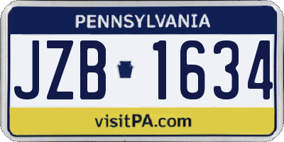 PA license plate JZB1634