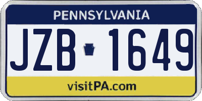PA license plate JZB1649