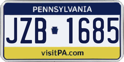 PA license plate JZB1685