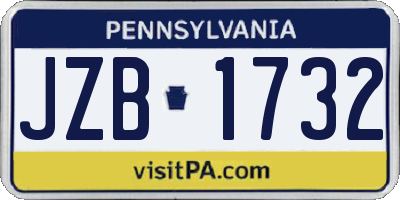 PA license plate JZB1732