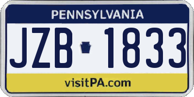 PA license plate JZB1833