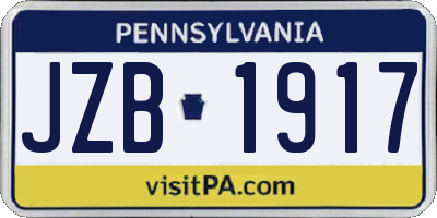 PA license plate JZB1917