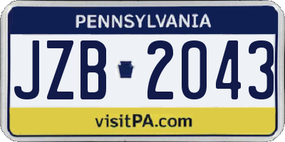 PA license plate JZB2043