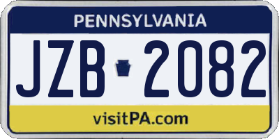 PA license plate JZB2082