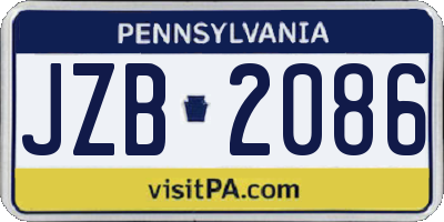 PA license plate JZB2086
