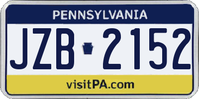 PA license plate JZB2152