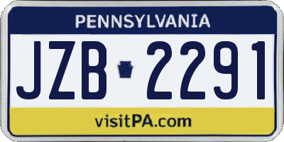 PA license plate JZB2291