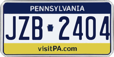 PA license plate JZB2404