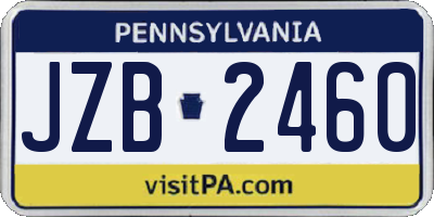 PA license plate JZB2460