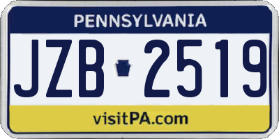 PA license plate JZB2519