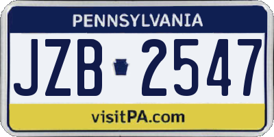PA license plate JZB2547