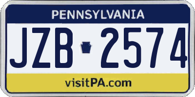 PA license plate JZB2574