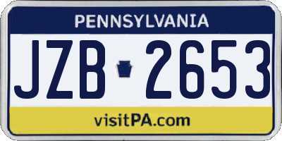 PA license plate JZB2653